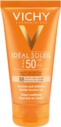 Vichy Ideal Soleil BB Tinted Dry Touch Fluid Mat Αδιάβροχη Αντηλιακή Κρέμα Προσώπου SPF50 με Χρώμα 50ml