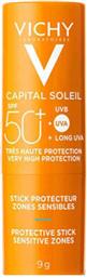 Vichy Ideal Soleil for Sensitive Areas Αδιάβροχο Αντηλιακό Stick Προσώπου SPF50 9gr