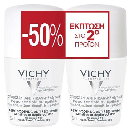 Vichy Soothing Αποσμητικό 48h σε Roll-On 2x50ml