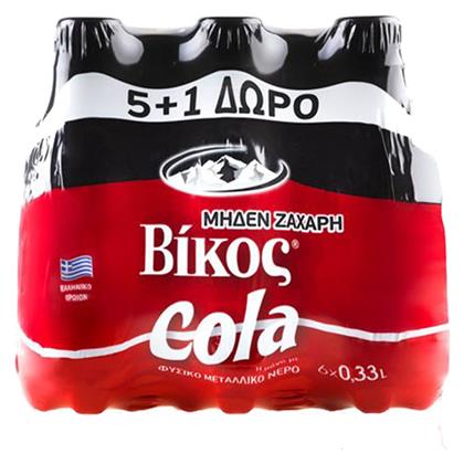 Βίκος Zero Μπουκάλι Cola με Ανθρακικό Χωρίς Ζάχαρη 6x330ml