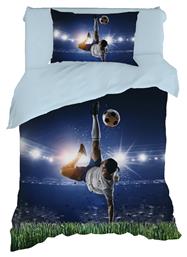 Viopros Μουντιάλ Σετ Παιδική Παπλωματοθήκη Μονή με Μαξιλαροθήκη Βαμβακερή Blue 160x240εκ.