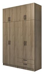 Vivian Τετράφυλλη Ντουλάπα με Πατάρι 160x51.8x240cm Καρυδί