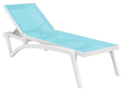 Ξαπλώστρα Πλαστική Pacific με Ύφασμα Textilene & Ρόδες Turquoise-White 193x68x35εκ. από το Esmarket