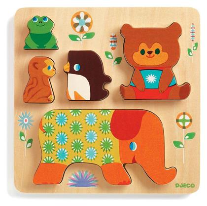 Ξύλινο Παιδικό Puzzle Σφηνώματα Frame Pyramid Animals 5pcs για 3+ Ετών Djeco